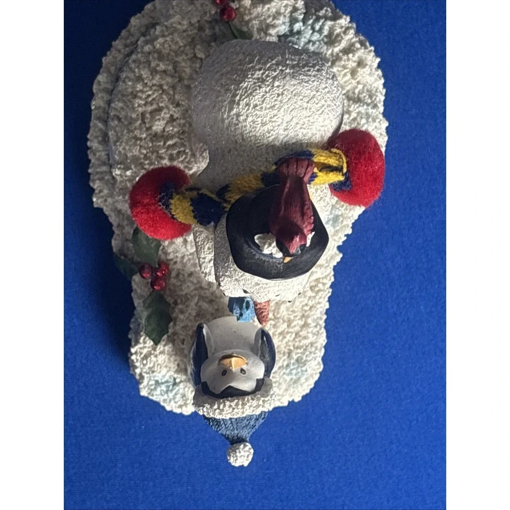 Snowman With Penguin Figurine Musical Box Works Wish You A Merry X-mas 6.5